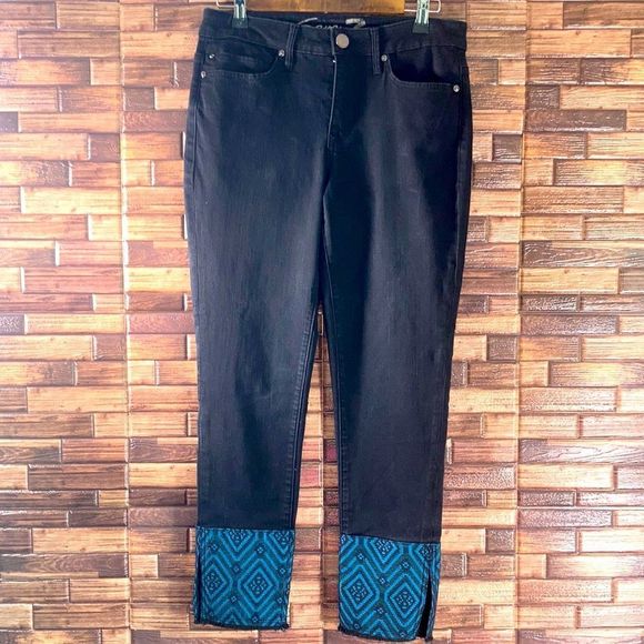 Womens Seven7 Cropped Mid Rise Skinny Jeans size 6 Black with  western style - Picture 2 of 14